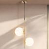 Modern Pendant Light Fixture, Double-Head Ceiling Chandelier, Adjustable Hanging Light for Entryway, Living Room, Golden Tone