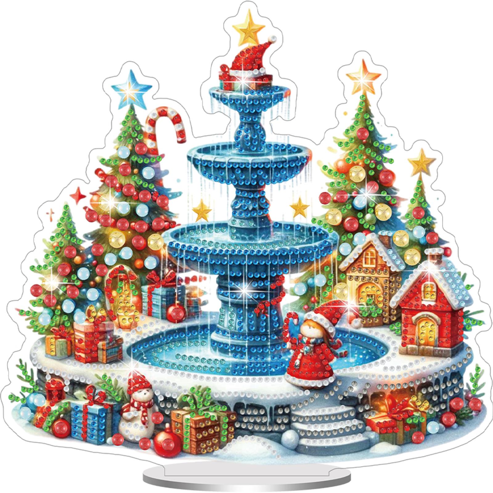 

Acrylic 2D/Flat Christmas DIY Table Top Diamond Painting Ornament Kits Desktop Diamond Art Kits for Home Office Desktop Decor