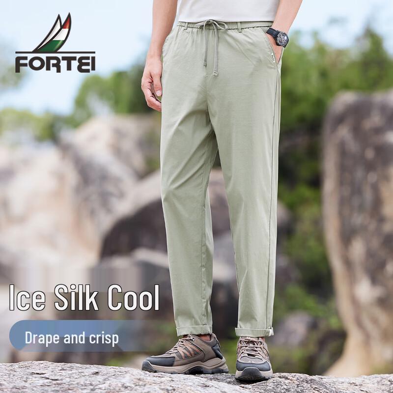 FORTEI Men's Ice Silk Straight-Leg Casual Pants