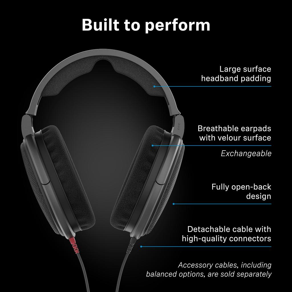 Sennheiser HD 600 Wired Headphones dynamic wired headphones for featuring a wide soundstage and high ideal for music with a metal mesh black –