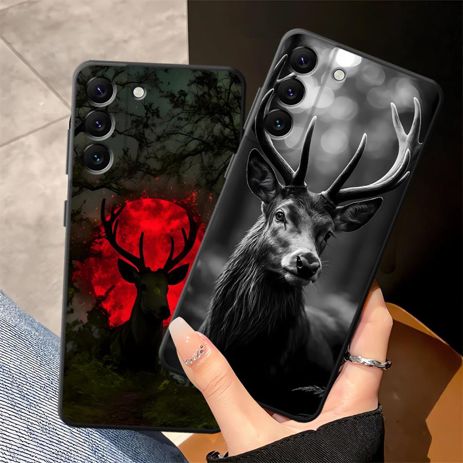 Dark Patterned Deer Phone Cover Case for Samsung Galaxy A57 A15 A37 A52 A36 A06 A53 A17 A05 A73 A51 A23 A25 A16 A55 A41 A12 A70
