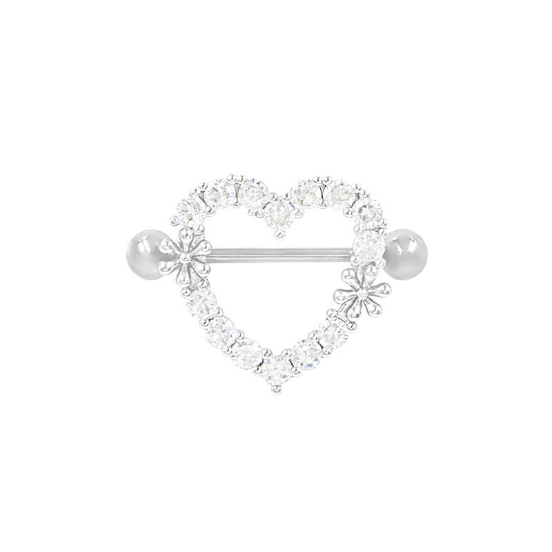 Heart-Shaped Cat Head Zircon Nipple Ring - European and American Fashion
