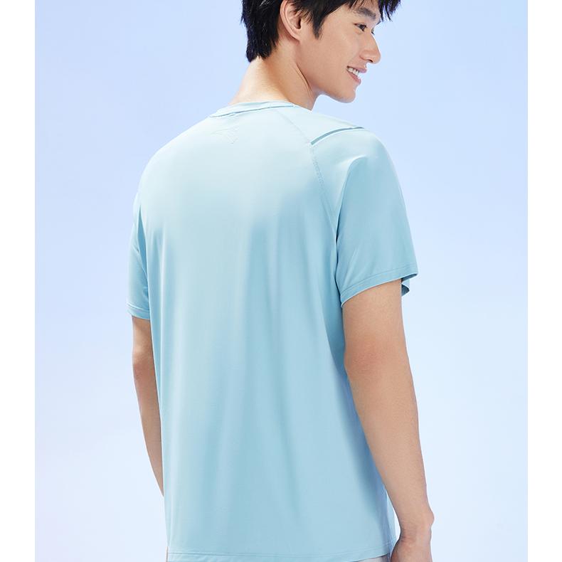 Anta Logo Printed Loose Round Neck Short Sleeve T-Shirt Men T-Shirts Sunny-Smoke-Blue 152325107-2