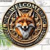 Wooden hanging decorative sign, welcome signs, Fox pattern,indoor or garden decorations, 2D flat pendants, housewarming gifts for friends