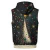 Men's Hooded Sleeveless Zip Up Vest with Christmas Print Casual Holiday Celebration Outfit