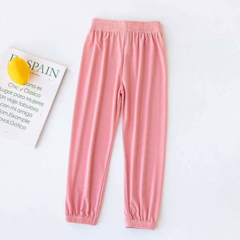 

Kids Summer Mosquito-Repellent Ice Silk Pants – Fashionable Loose Korean-Style Lantern Pants for Boys and Girls 150 cm рожевий