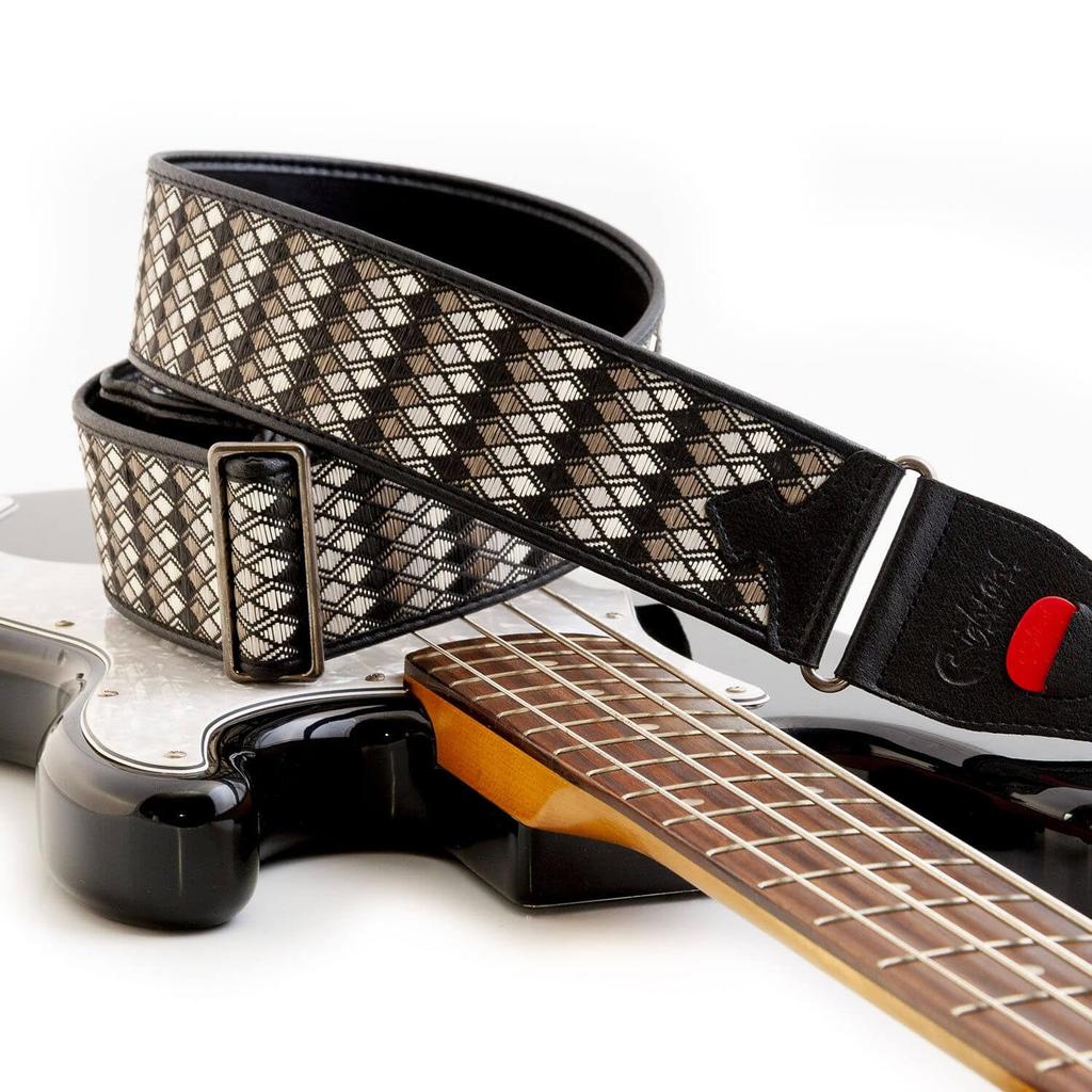 STRAPS 6cm Raffia Black RightOn! Guitar/Bass Strap, Wide, 95-150cm, Salak,