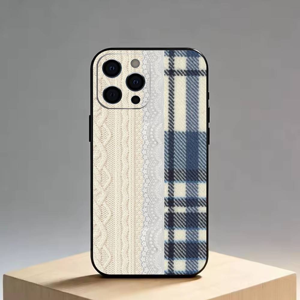 Splicing Grid Style Phone Case For iPhone 17, 16,15,14,13,12,11 Plus,Pro Max, Others Soft Black Cover