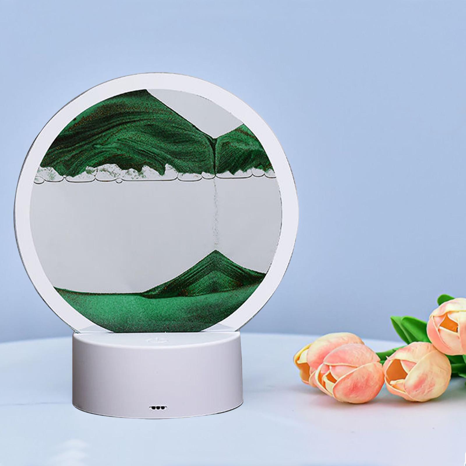 

3D Moving Sand Art, 7,87 дюйма, вращающиеся на 360 ° украшения в виде песочных часов, Creative Art Sand Art Liquid Motion зелёный