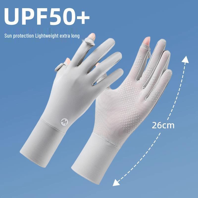 

Женские солнцезащитные перчатки без пальцев из ледяного шелка с защитой от УФ-лучей - Дышащие и удлиненные для вождения