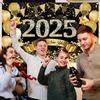 2025 Happy New Year Backdrop for Photography Champagne Golden Balloon Banner Celebrate Party Background Poster