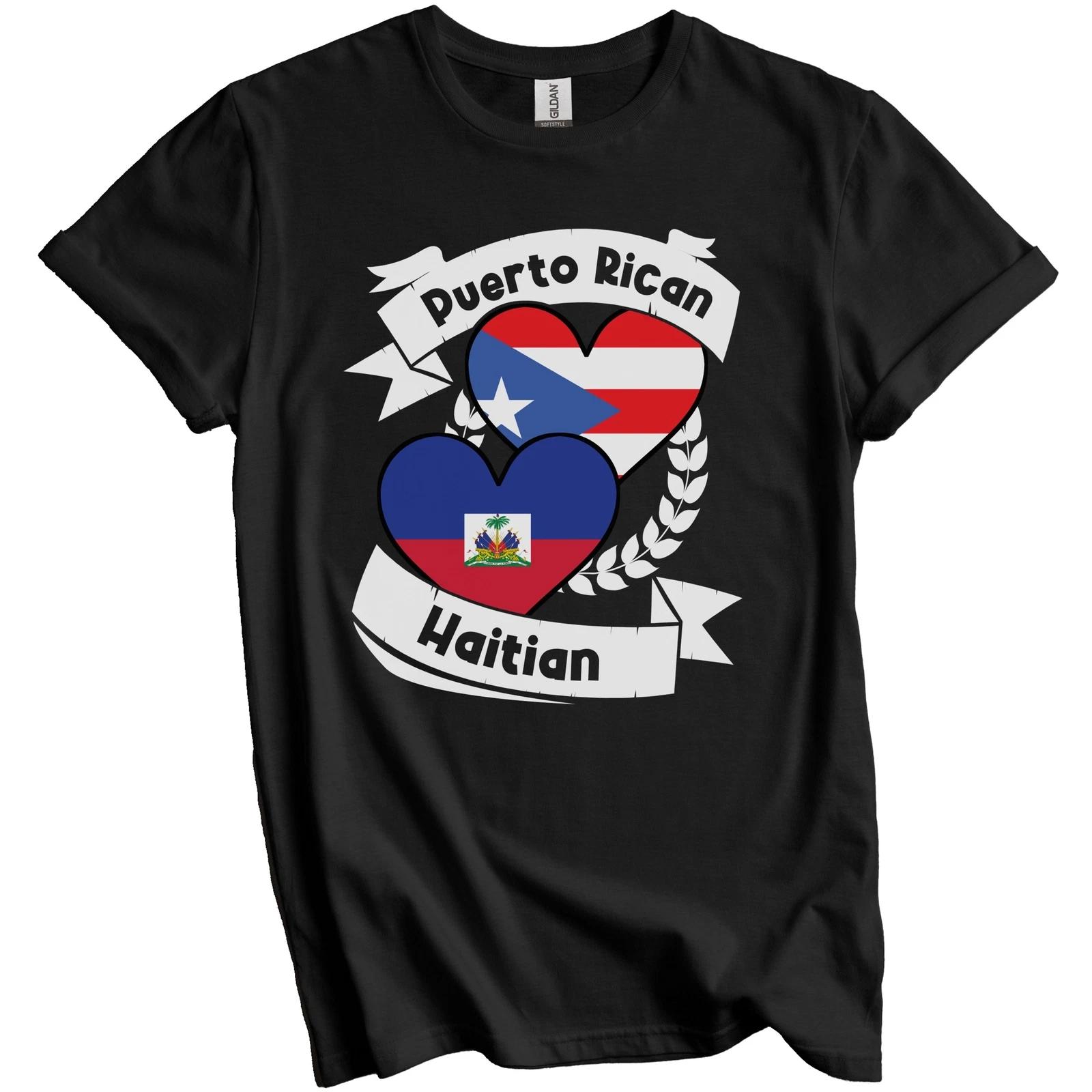 Puerto Rican Haitian Heart Flags Puerto Rico Haiti T-Shirt XL