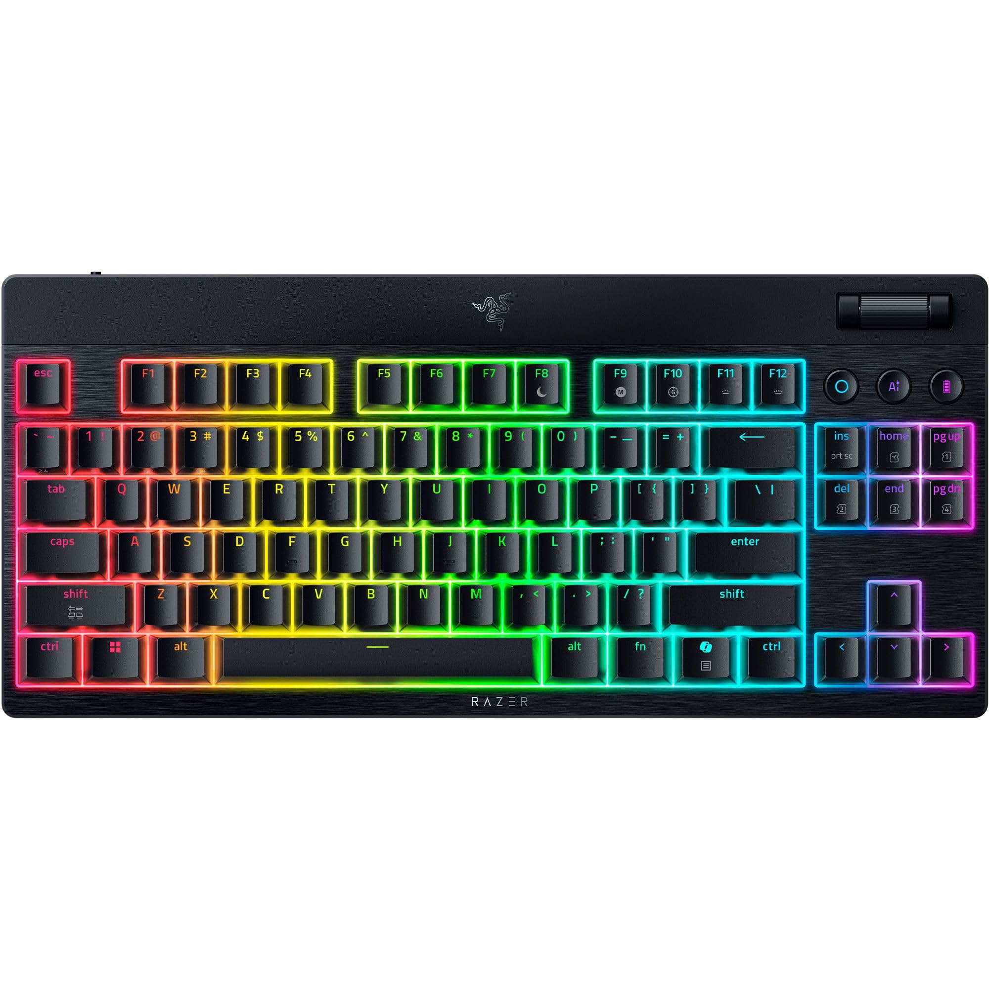 

Razer BlackWidow V4 Tenkeyless HyperSpeed Зелені Клацаючі Перемикачі Ігрова Тонка Зелена Механічна HyperSpeed Бездротова Алюмінієва Верхня Панель 11 Розкладка US English чорний