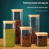 Borosilicate Glass Storage Jar with Bamboo Lid - Cylindrical Transparent Container for Tea or Food