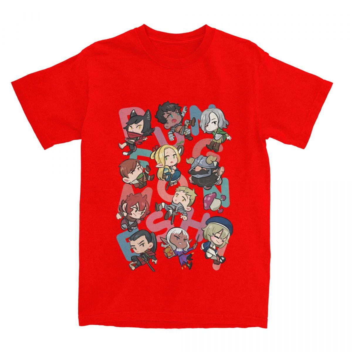 Dungeon Meshi T Shirt Summer Delicious In Dungeon Manga Y2K T-Shirts 100% Cotton Tee Shirt For Couple Short-Sleeved Print Tees S