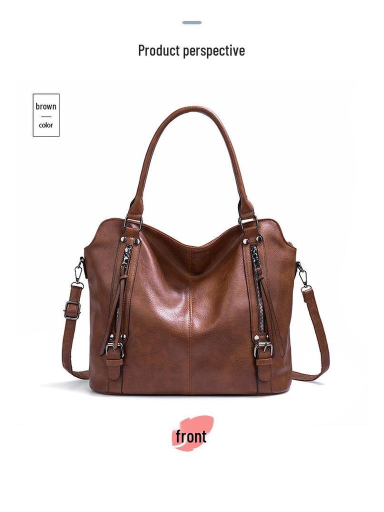 Women's Large Soft Leather Handbag: European & American Style Tote, Single Shoulder & Crossbody Bag, 2025 Collection