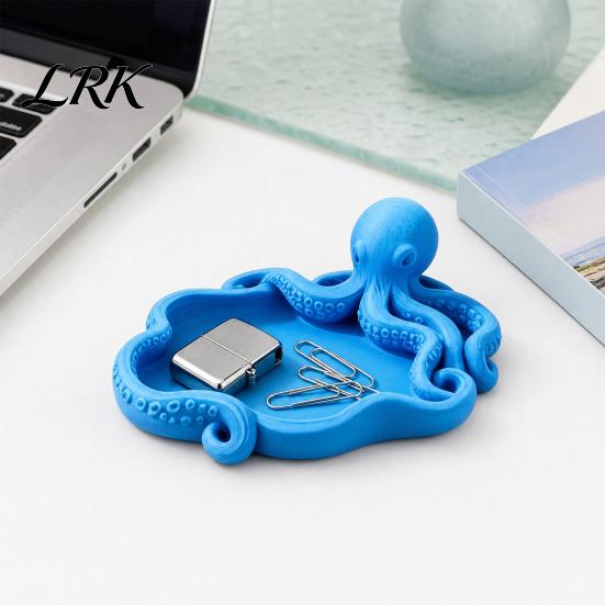 Octopus Shaped Jewelry Holder 3D Printed Tray, Ocean Animal Earrings Necklace Ring Small Accessory Dish Decorative Keys Trinkets Organizer Tray
