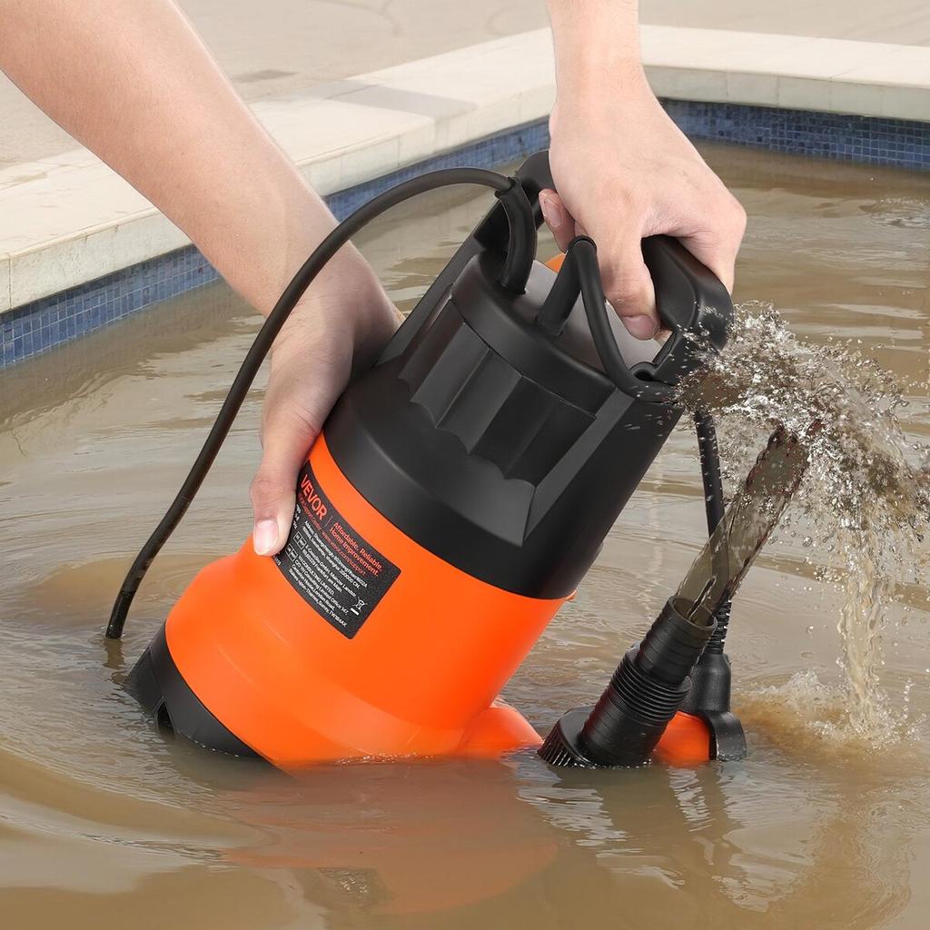 650W Submersible Sump Pump, 15000 L/H, PP-GF20 Submersible Sewage Dirty Clean Water Pump with Automatic Float Switch, Long Cord, 8M Max Lift, for
