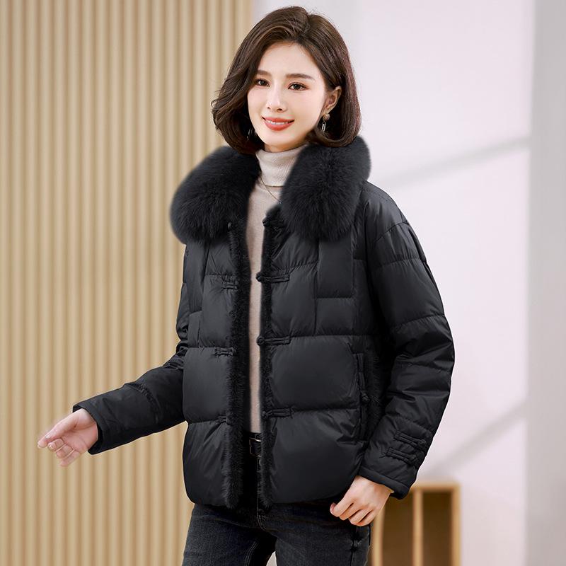 Women's Winter 2024 Plus Size Fur Collar Duck Down Coat - Fashionable, Loose, and Warm