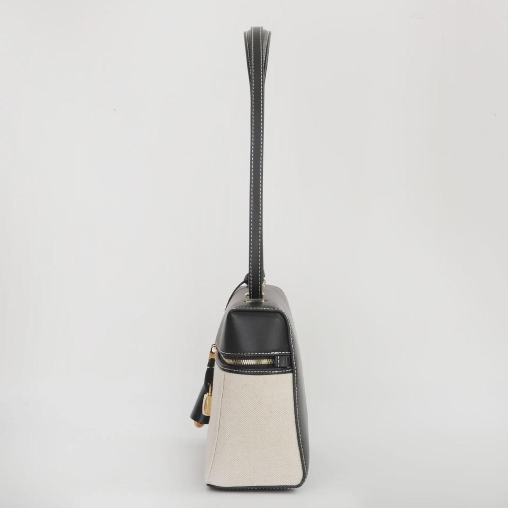 LP27 Women's Large Capacity Genuine Leather & Canvas Handbag - Versatile Messenger & Lunch Bag