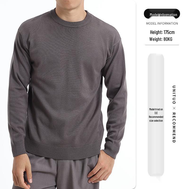 Men s Slim Fit Round Neck Knitted Sweater Pullover L
