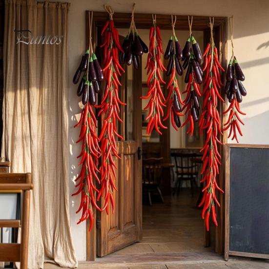 Rustic Kitchen Wall Decorations Artificial Hanging Vegetables String, Simulation Pendants, Farmhouse for Decor Decor, Realistic Foam Vegetable