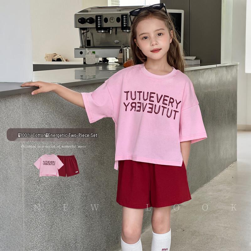 Girls  Pure Cotton Short-Sleeve T-Shirt & Shorts Set 140