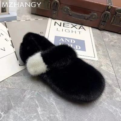 Fashion Fur Women Flats Cotton Shoes Shallow Casual Warm Loafers Shoes Woman 2025 Trend Winter Snow Boots New Fashion Cozy Mujer Zapatos