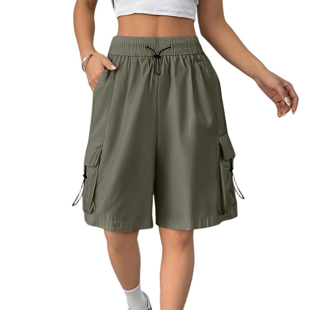 Women's Summer Work Pants Are Loose Comfortable Casual Fashionable With Multiple Pockets And Solid Color Shorts