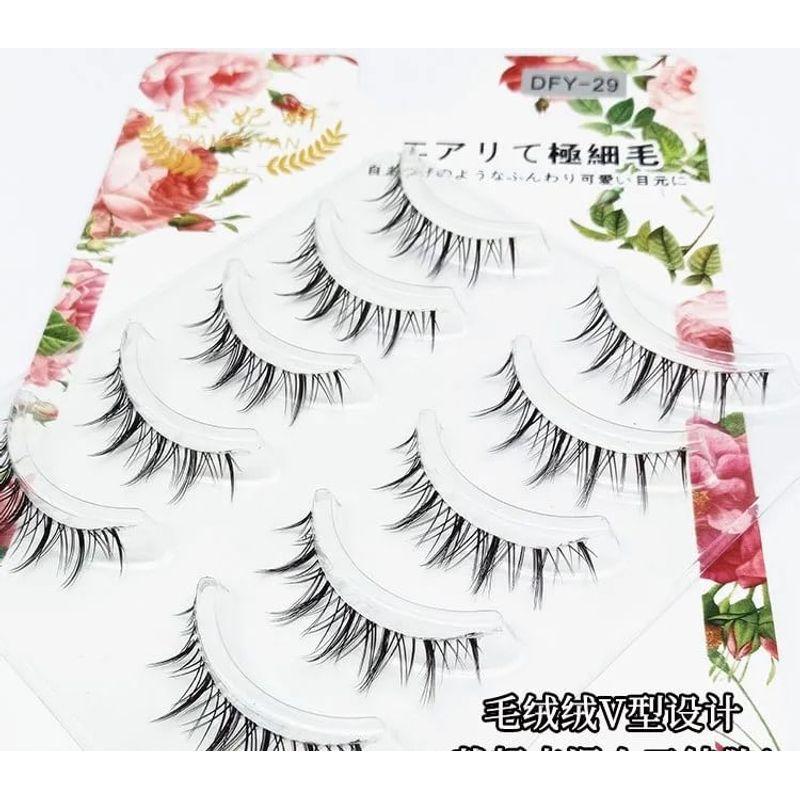 Lashie - Set mit 5 Paaren: Natürliche, zarte Falsche Wimpern mit transparentem Band