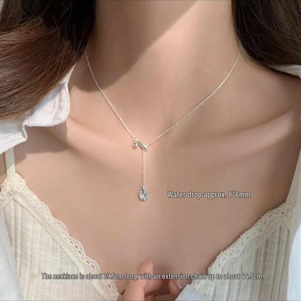 2024 Women's Luxury Water Drop 925 Sterling Silver Clavicle Necklace
