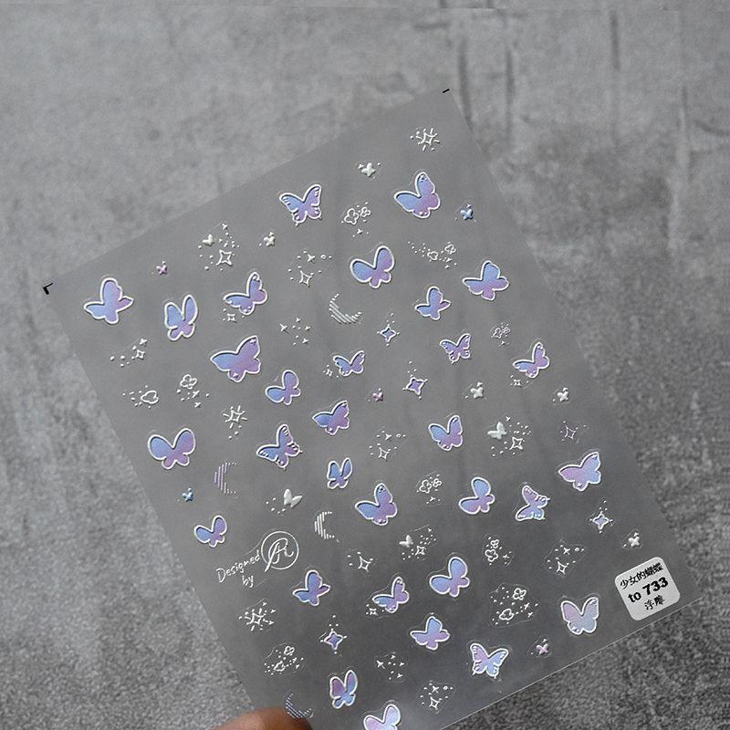 

Blue Pink Tomoni Adhesive Japanese Style Nail Beauty Sticker Butterfly 733 in Young Adult((Relief))