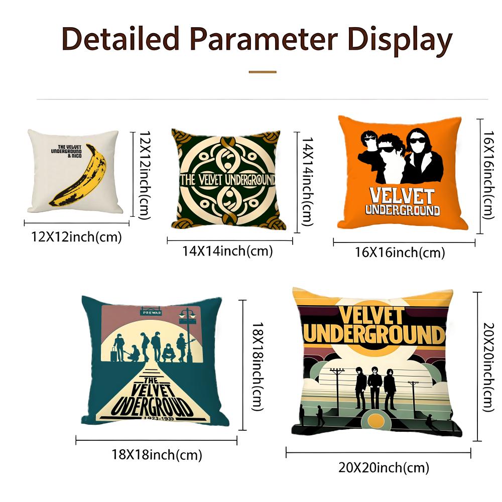 Rock The Velvet Underground Cushion Cover Cushion Cover Set 4Pcs 50X50 45X45 40X40 Pillowcase Decorative Sofa Home Decor