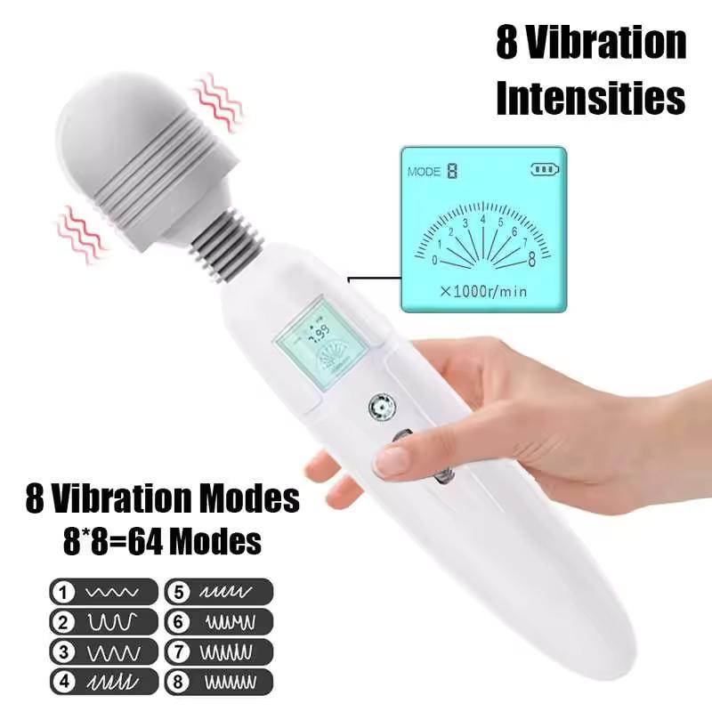 72 Modes LCD Display Wand Massager Flexible Head Massage Stick USB Powerful Deep Relaxing Back Neck Muscle Tension Stress Relief