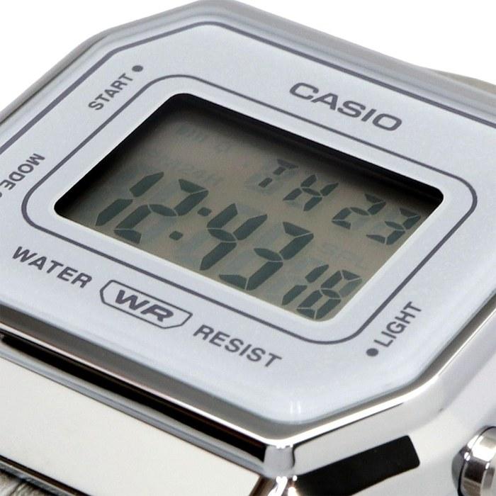 [Casio] LA680WEL-8A2 Digital Watch - Silver & Gray Leather Band