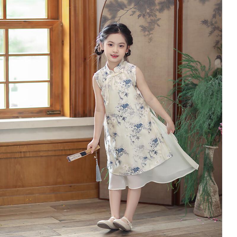 Girls' Summer Hanfu-Style Cheongsam Dress