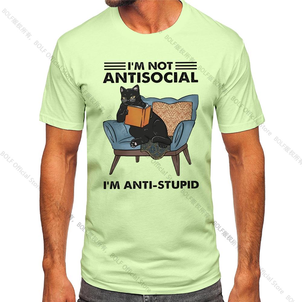 I Am Not Anti Social Printed Men's Vintage T-Shirt 100% Cotton Oversized Funny Graphic Tees for Men Summer Tops