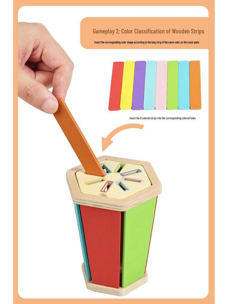 Montessori Wooden Color and Shape Sorting Cup Set for Early Learning and Grip Development 