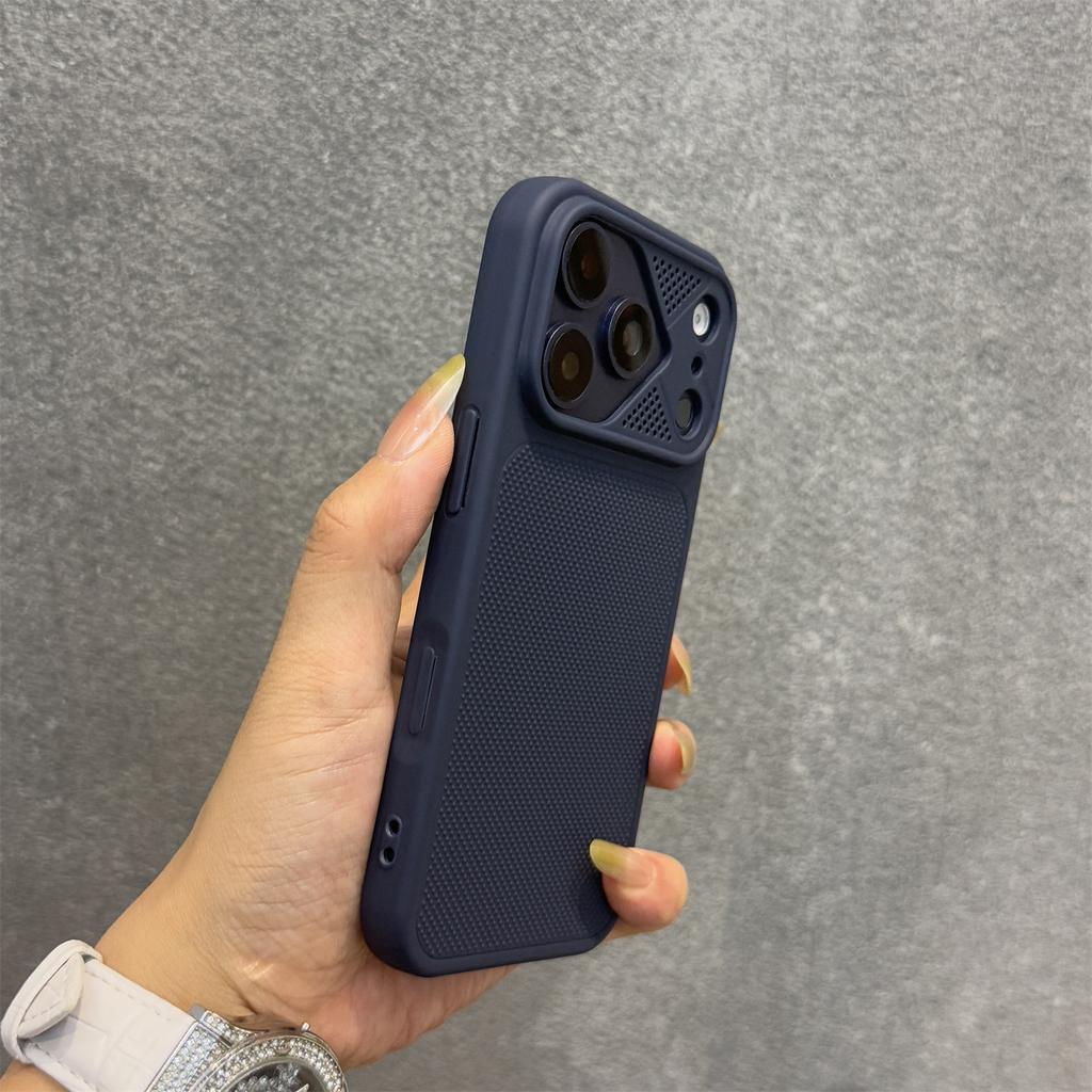 Texture Dot Heat Dissipation Breathable Armor Case for iPhone 17Pro 17 16 15 14 13 Pro Max Plain Color Liquid PC Bumper Cover