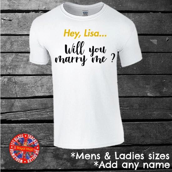 Will You Marry Me? Personalised T-shirt Mens Ladies Marriage Wedding Proposal M