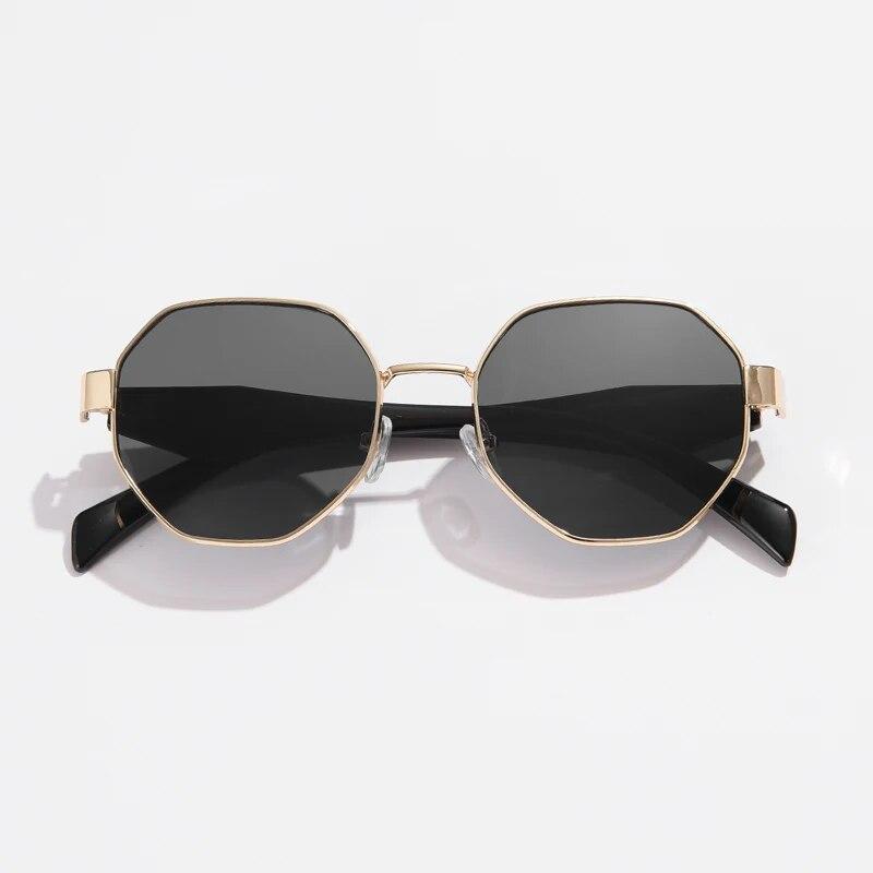 Polygon Metal Sunglasses Women Vintage Frames For Female Sun Glasses Luxury Brand Design Punk Eyeglasses Driving Shades UV400