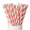 25-Pack Striped Biodegradable Paper Straws for Milk Tea and Beverages