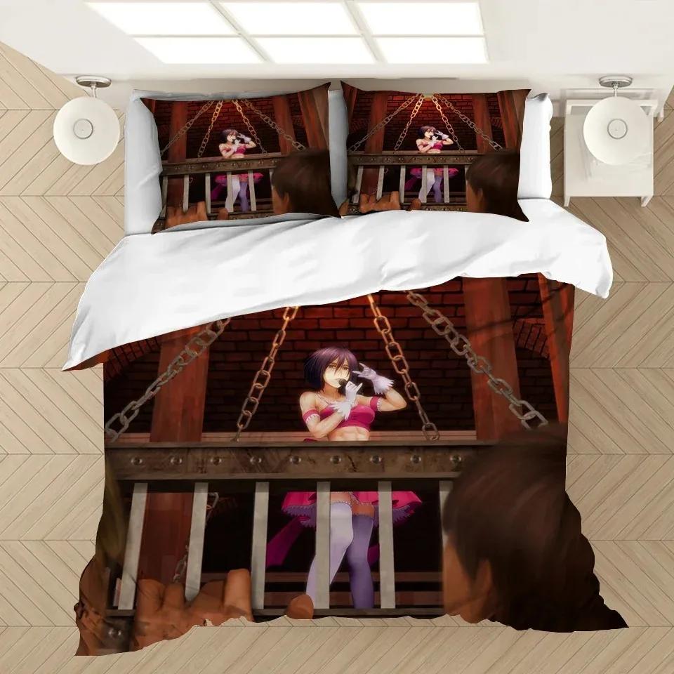 Set Biancheria da Letto Stampato 3D Anime L'Attacco dei Giganti Copripiumino Federe Piumone Set Biancheria da Letto Biancheria da Letto(NESSUN Foglio)