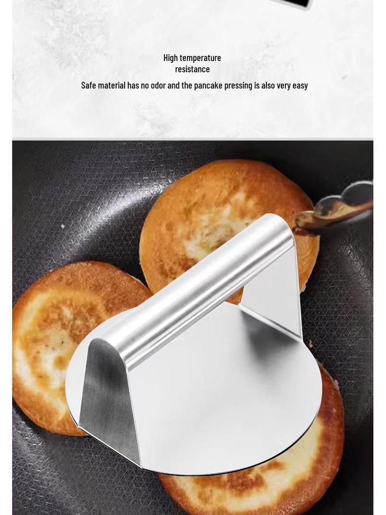Stainless Steel Square Patty & Steak Press - Manual Teppanyaki & Hamburger Tool