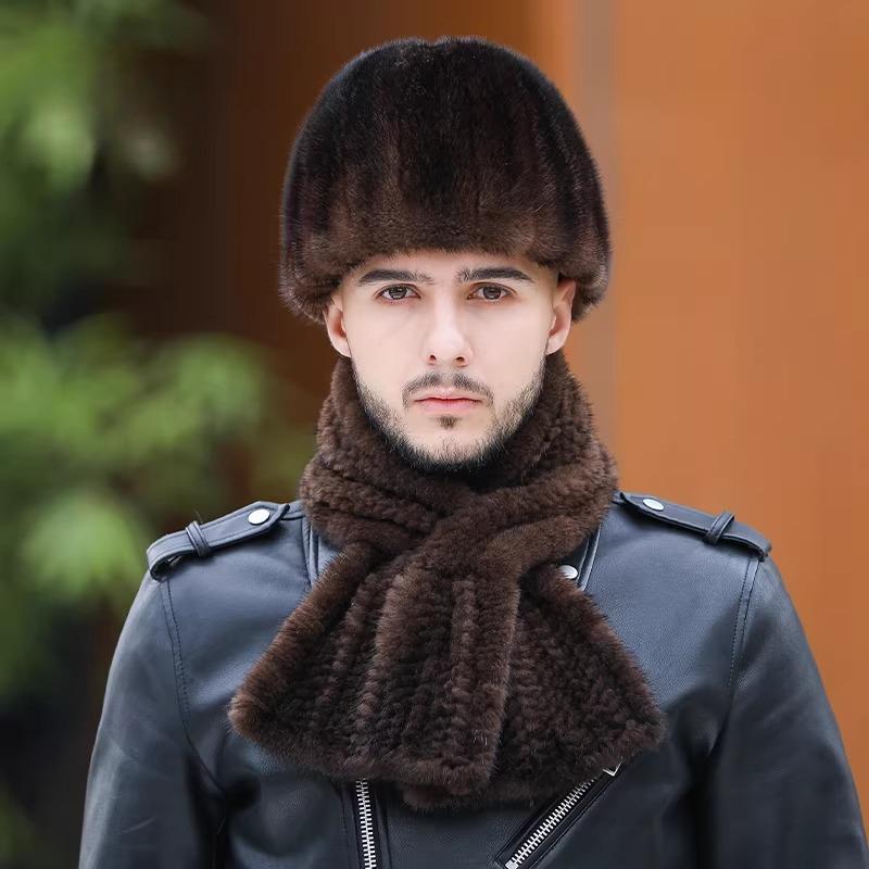 Mink Hat Men's Winter Ear Protection Warm Top Hat Fashion Mink Hair Winter in The Elderly Dad Fur Hat
