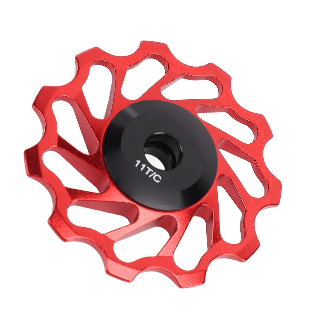 Bike Rear Derailleur Pulley Red 11T Aluminum Alloy Bike Ceramic Bearing Wheel Pulley for Mountain