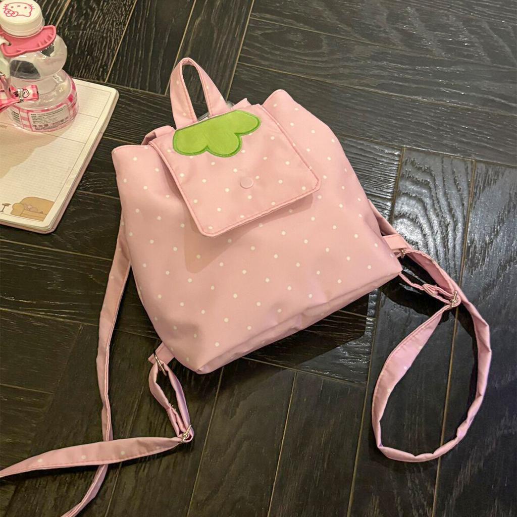 Wave Point Strawberry Bag Daily Commute Mochila Cute Mochilas Mujer Teenage Girls Backpacks Portable Backpack Bolsas Feminina
