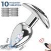 Metal Anal Plug Vibrator Butt Plug Prostate Massager Multi-frequency Vibration Masturbation Sex Toy for Men Women Remote Control