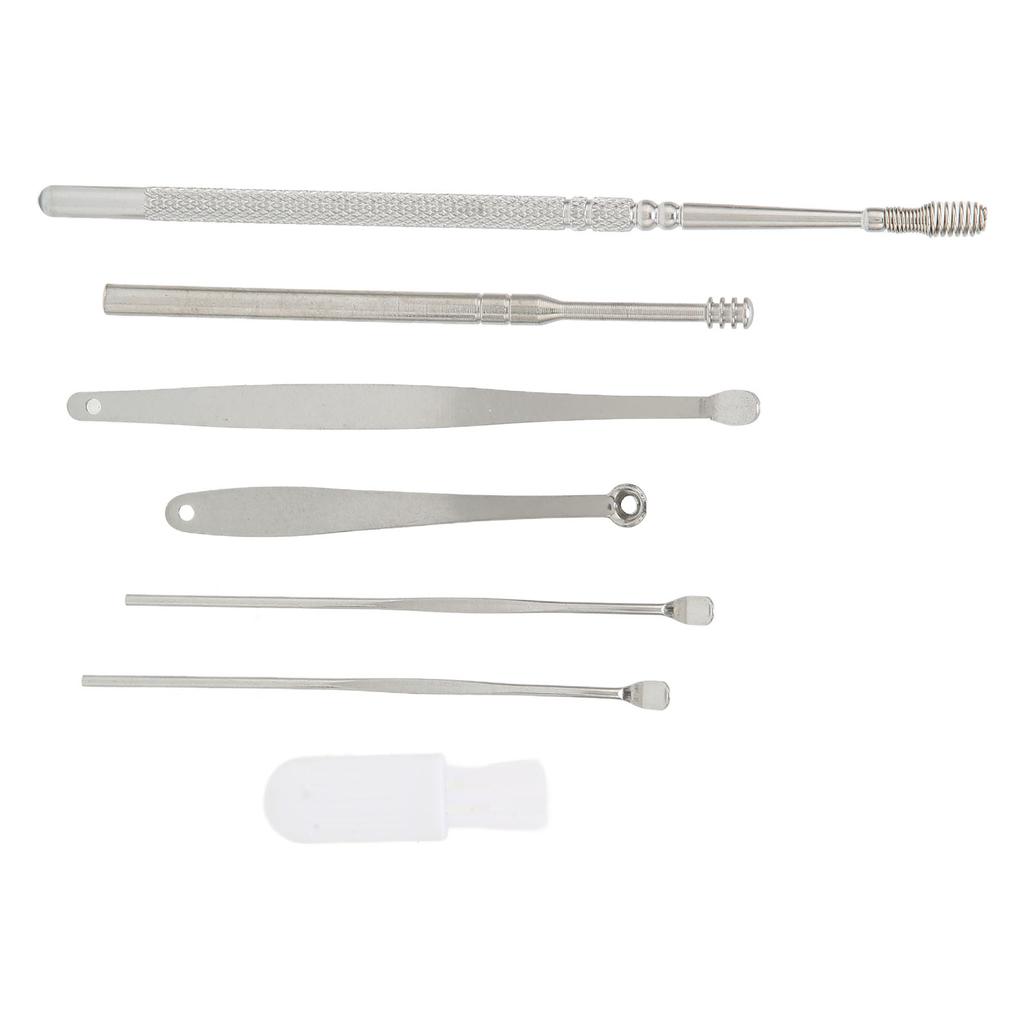 7pcs Stainless Steel Ear Cleaner Set Earpick Ear Wax Remover Spiral Earpick Ear Cleaning Tools