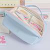 Multi-functional Color-blocking Pencil Case Multi-layer Large Capacity Pen Bag Handheld Stationery Pouch Gift
